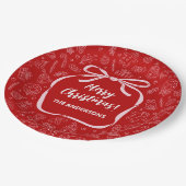 Fun Whimsical Hand Drawn Bow Christmas ペーパープレート (アングル)