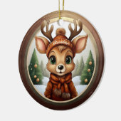 Fun Whimsical Winter Wildlife Christmas Deer 🎄🦌 セラミックオーナメント (左)