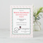 Fun White Elephant Gift Exchange Cute Party 招待状 (スタンド正面)