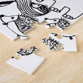 Fun Wild Animals Black and White Modern Art ジグソーパズル (側面)