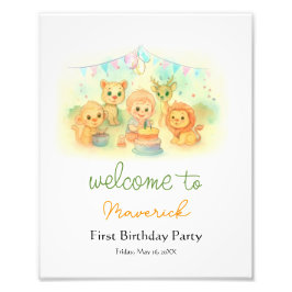 Fun Wild One Boy 1st Birthday Party Welcome Sign フォトプリント
