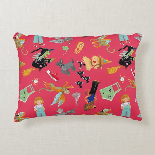 Fun Wizard of Oz on red children's design アクセントクッション (正面)