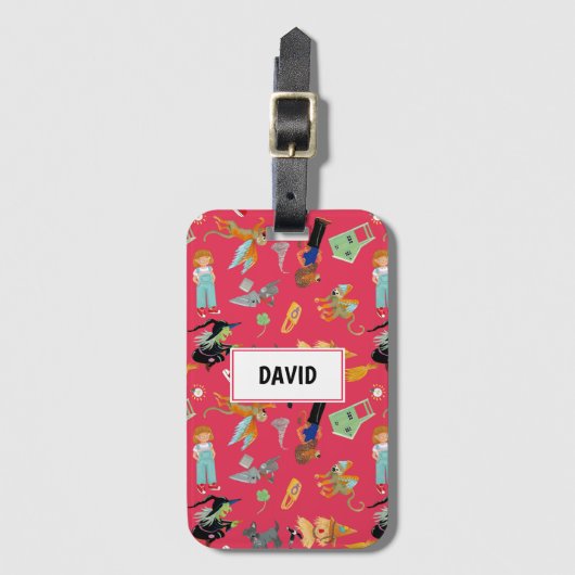 Fun Wizard of Oz on red children's design ラゲッジタグ (正面縦)