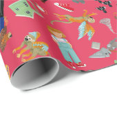 Fun Wizard of Oz on red children's design ラッピングペーパー (ロールコーナー)