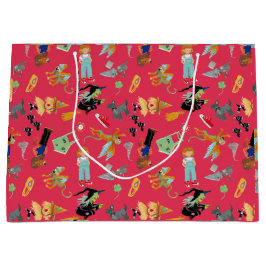 Fun Wizard of Oz on red children's design ラージペーパーバッグ