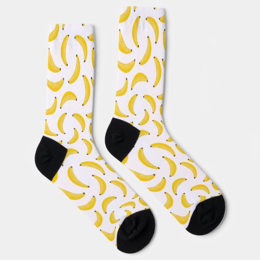 Fun Yellow Banana Illustration Pattern Socks ソックス (右)