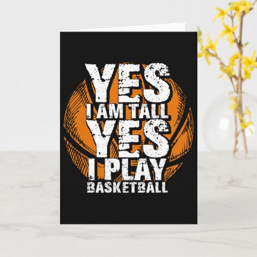 Fun Yes I Am Tall I Play Bysketbyll Hoops Player カード (黄色い花)