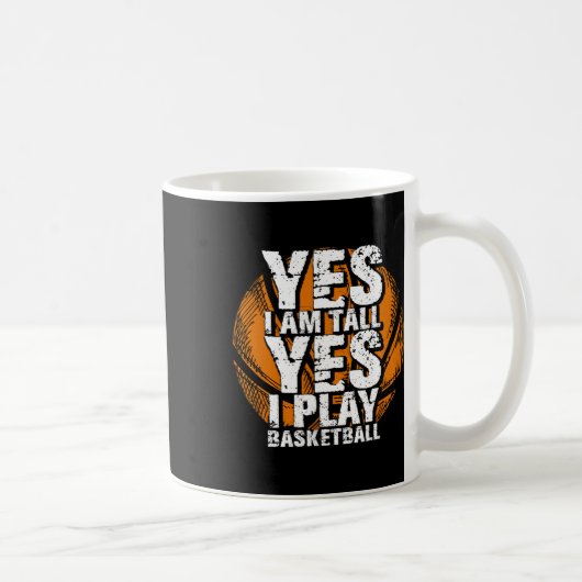 Fun Yes I Am Tall I Play Bysketbyll Hoops Player コーヒーマグカップ (右)