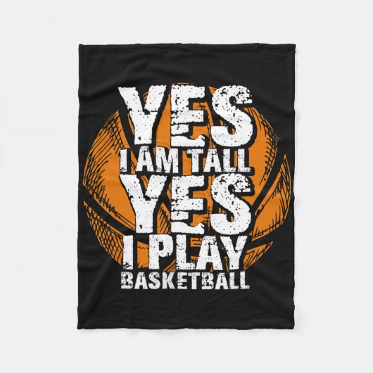 Fun Yes I Am Tall I Play Bysketbyll Hoops Player  フリースブランケット (正面)