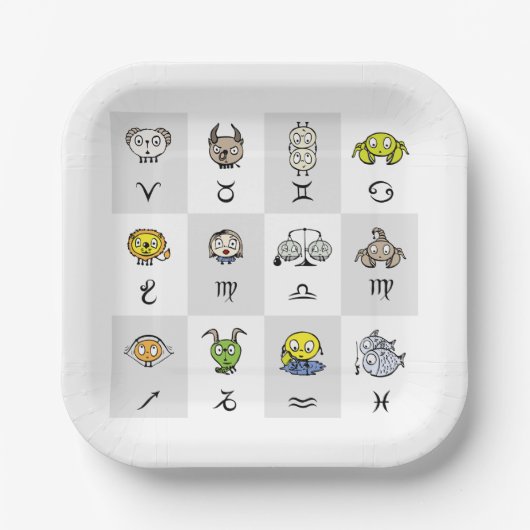 Fun Zodiac Astrological Characters ペーパープレート (正面)