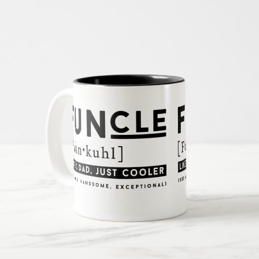 Funcleおもしろいな定義-よりクールなパパのような…ちょうど ツートーンマグカップ (正面左)