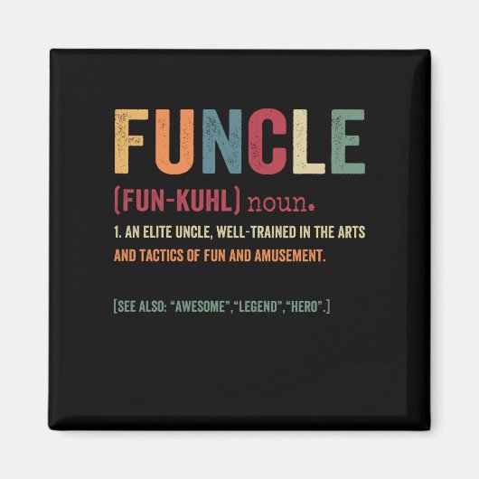 Funcle叔父おもしろい定義、凡素晴らし例ヒーロー マグネット (正面)