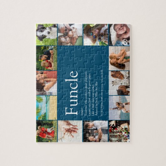 Funcle Uncle Definition Photo Collage Blue ジグソーパズル (縦)