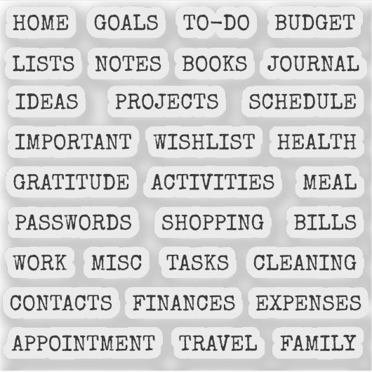 Functional Old Script Planner Tab Binder Divider シール (正面)