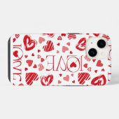 Funda/Case para iPhone Patrón_corazones romántico iPhoneケース (裏面横)