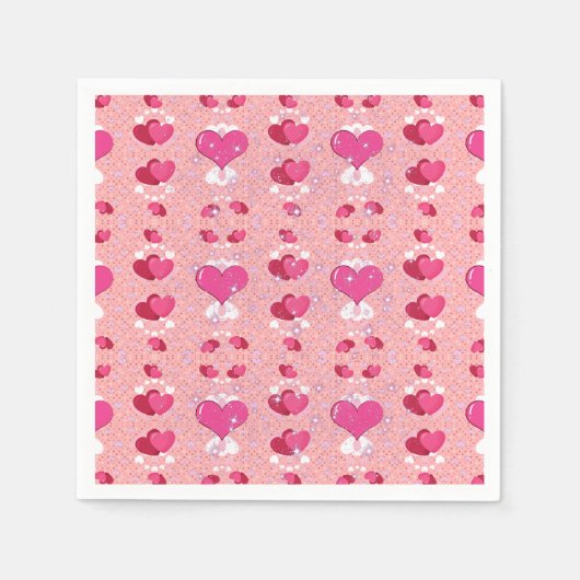 Funda De Edredón glitter pink heart vibrant romant スタンダードカクテルナプキン (正面)