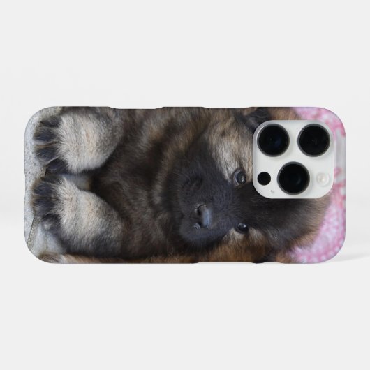 Funda de iPhone 16 con foto de perrito marrón iPhoneケース (裏面横)