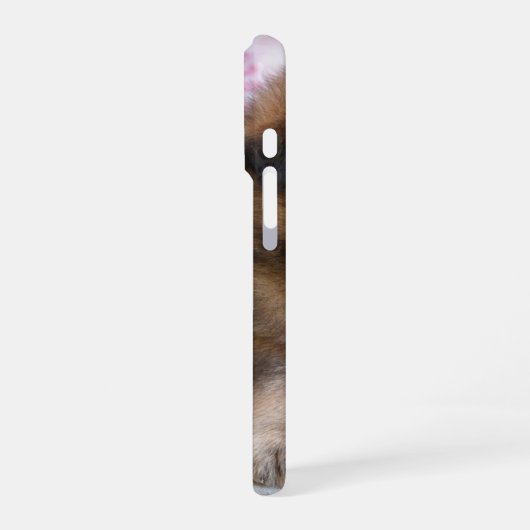 Funda de iPhone 16 con foto de perrito marrón iPhoneケース (左側面)