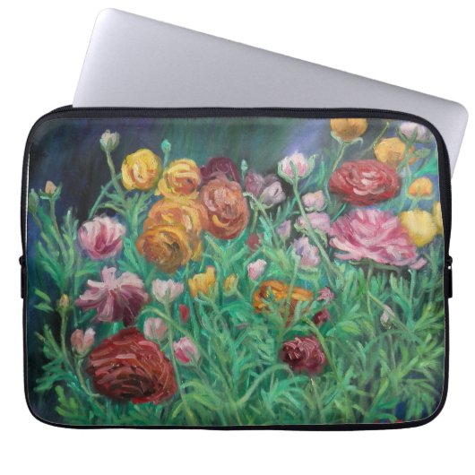 funda para laptop con diseño de flores ラップトップスリーブ (正面)