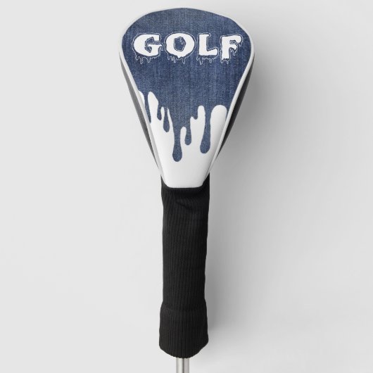 Funda para palo de golf azul jeans con blanco ゴルフヘッドカバー (正面)