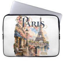 Funda para portátil París con Torre Eiffel y flore
