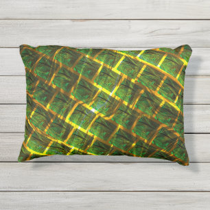 Fundo com imagem verde sob grade douradaって? アウトドアクッション