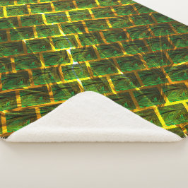 Fundo com imagem verde sob grade douradaって？ シェルパブランケット