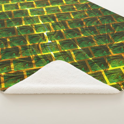 Fundo com imagem verde sob grade douradaって？ シェルパブランケット (3/4)