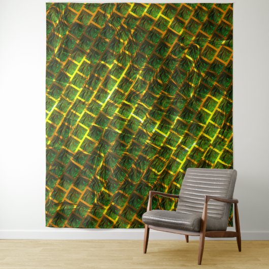 Fundo com imagem verde sob grade douradaって？ タペストリー (インサイチュ)