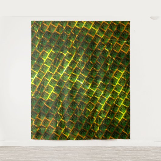 Fundo com imagem verde sob grade douradaって？ タペストリー (正面)