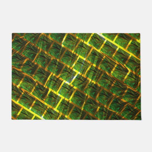 Fundo com imagem verde sob grade douradaって？ ドアマット (正面)