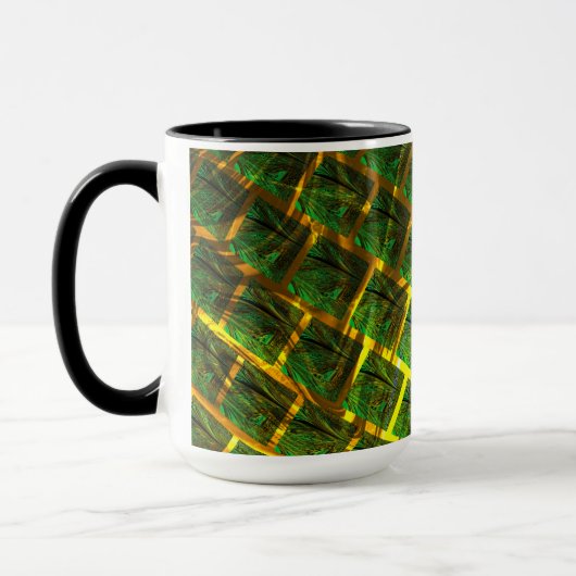 Fundo com imagem verde sob grade douradaって？ マグカップ (左)