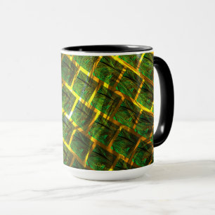 Fundo com imagem verde sob grade douradaって? マグカップ