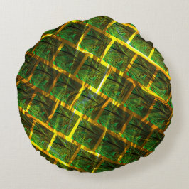 Fundo com imagem verde sob grade douradaって？ ラウンドクッション