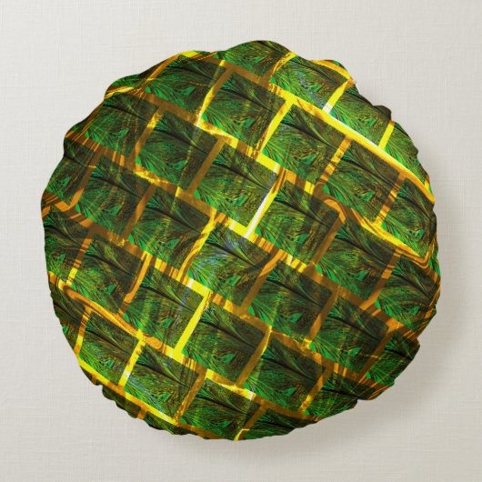 Fundo com imagem verde sob grade douradaって？ ラウンドクッション (裏面)