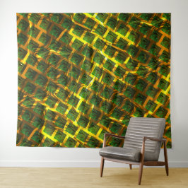 Fundo com imagem verde sob grade douradaって？ラルゴ。 タペストリー