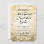 Fundraiserフォーマルパーティー金ゴールドライト 招待状 (正面)