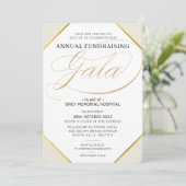 FUNDRAISING GALA 高級感のあるモダンなイベント ベージュ ゴールド 招待状 (スタンド正面)