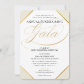 FUNDRAISING GALA 高級感のあるモダンなイベント ベージュ ゴールド 招待状 (正面)