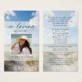 Funeral Beach In Loving Memory Photo Prayer Card (正面&裏面)