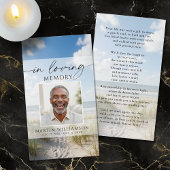 Funeral Beach Photo In Loving Memory Prayer Card