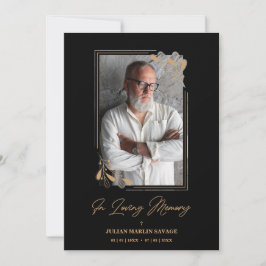 Funeral Black Fake Golden Branches Photo Remember 招待状