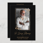 Funeral Black Fake Golden Branches Photo Remember 招待状 (正面/裏面)