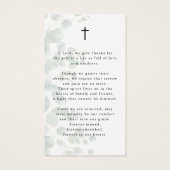 Funeral Botanical Memorial Photo Cross Prayer Card (裏面)