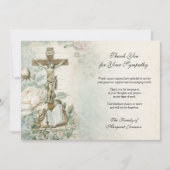 Funeral Catholic Jesus Roses Cross Condolence サンキューカード (正面)