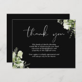 Funeral Celebration Of Life Greenery Floral サンキューカード (正面/裏面)