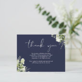 Funeral Celebration Of Life Greenery Navy Blue サンキューカード (スタンド正面)