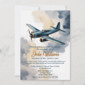 Funeral Celebration of Life Memorial Airplane Blue 招待状 (正面)