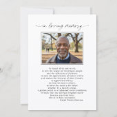 Funeral Celebration of Life Photo Memorial 招待状 (裏面)