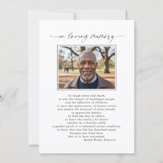 Funeral Celebration of Life Photo Memorial 招待状 (裏面)